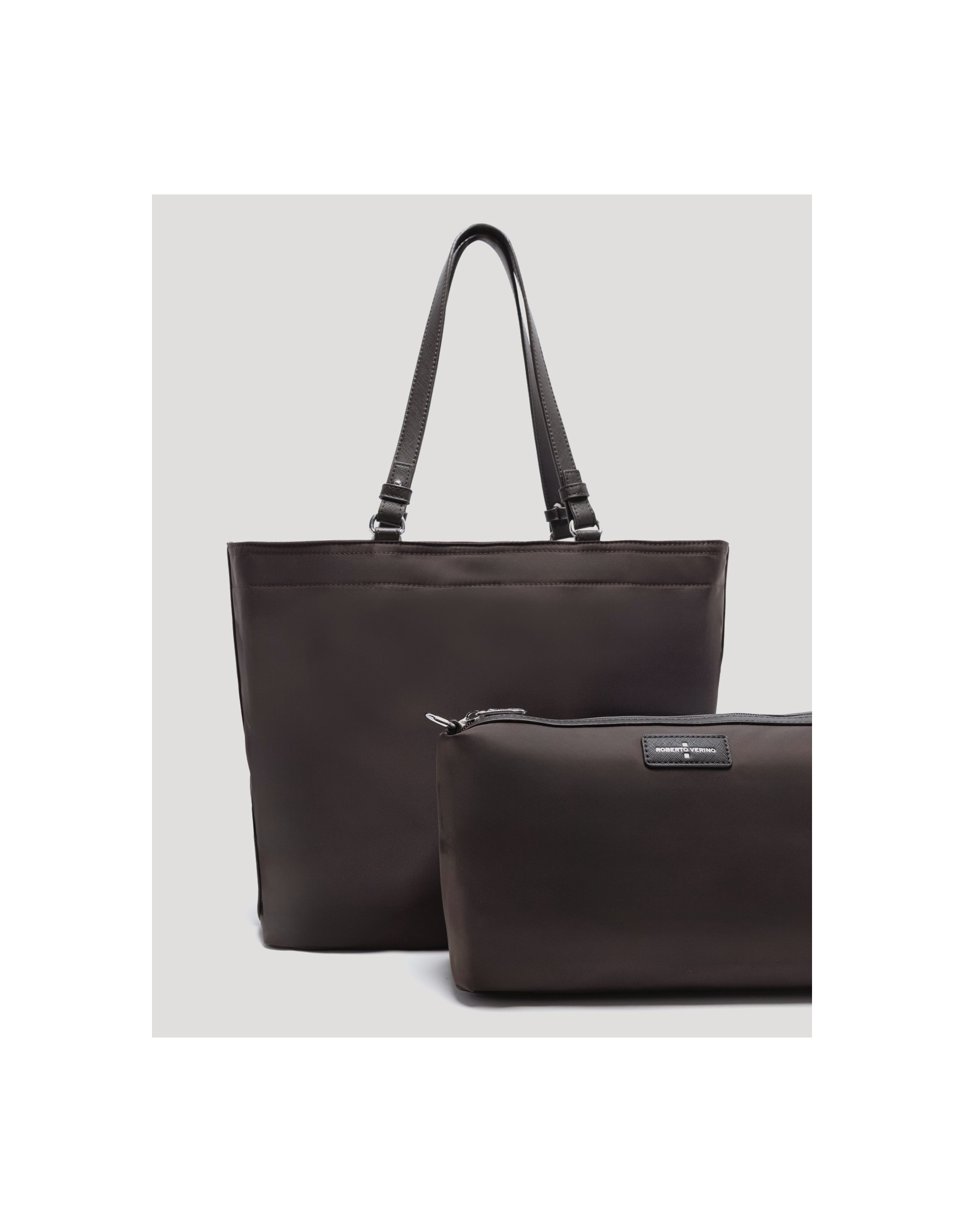 Bolso shopper Violeta nailon marrón - Mujer | Roberto Verino