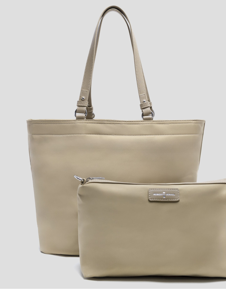 Bolso shopper Violeta nailon beige - Mujer | Roberto Verino