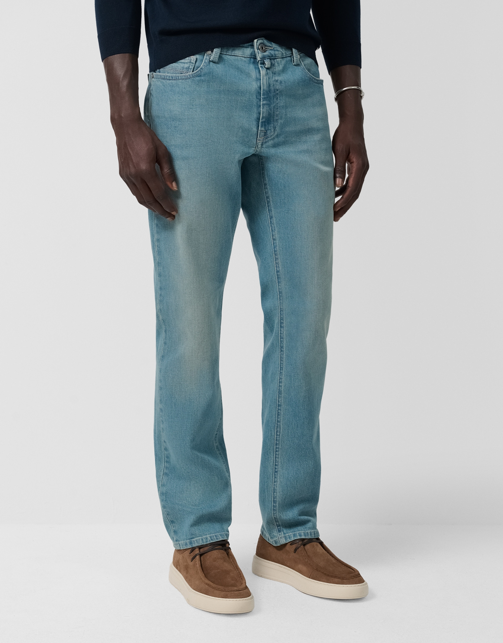Regular fit light blue men's denim pants - Man | Roberto Verino