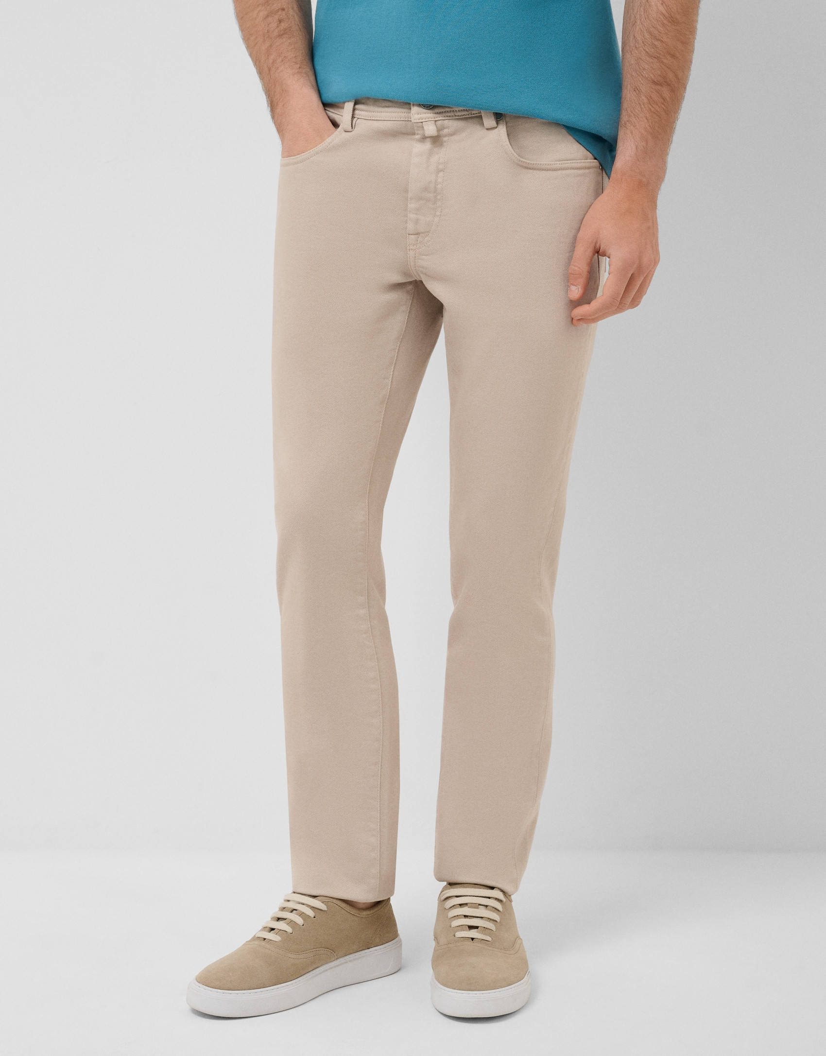 Beige dyed twill five-pocket trousers - Man | Roberto Verino