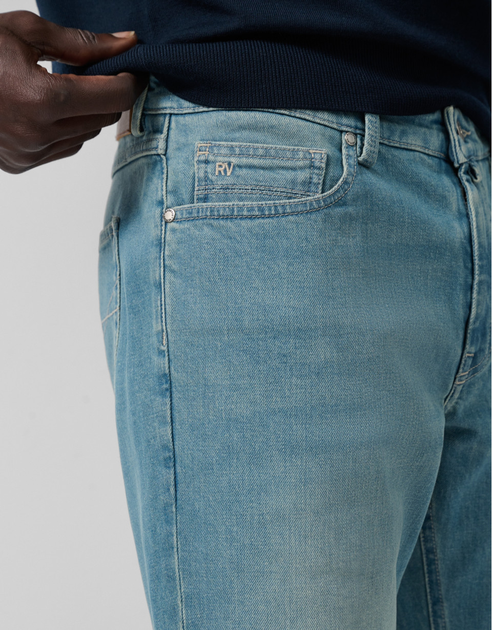 Regular fit light blue men's denim pants - Man | Roberto Verino