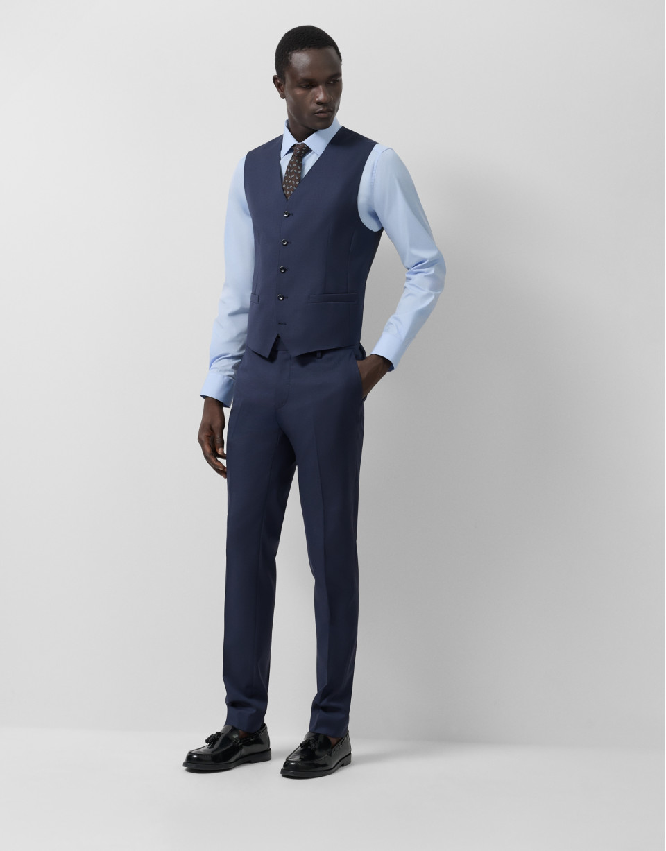 Chaleco de traje lana azul oscuro liso - Hombre | Roberto Verino