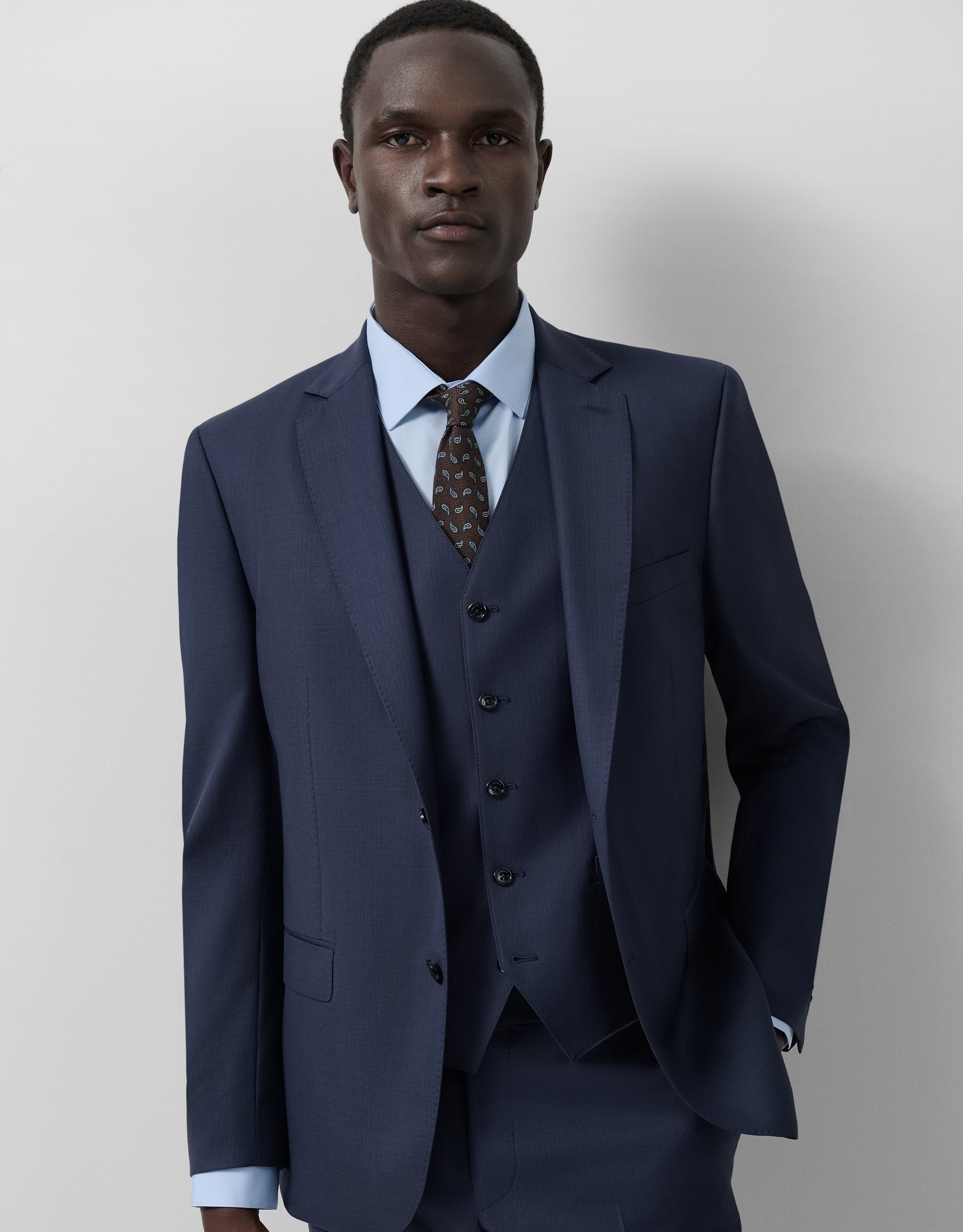 Dark blue blue wool waistcoat - Man - SS2026 | Roberto Verino