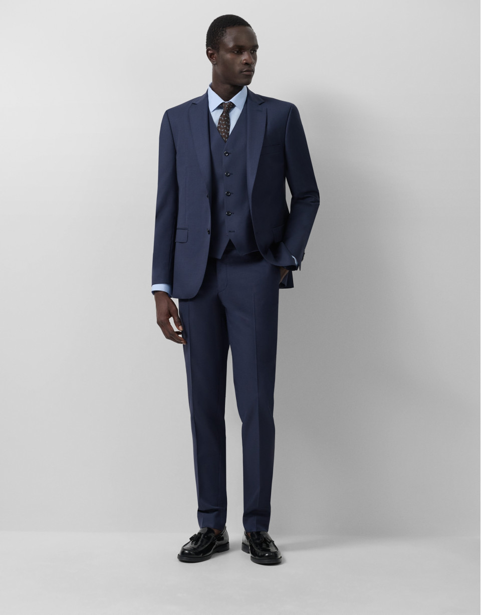 Traje half canvas slim fit liso marino - Hombre | Roberto Verino