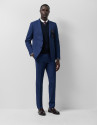 Slim-fit half-canvas suit with navy blue ... | Roberto Verino
