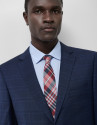 Half canvas slim fit suit in navy blue check | Roberto Verino