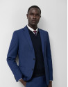 Slim-fit half-canvas suit with navy blue ... | Roberto Verino