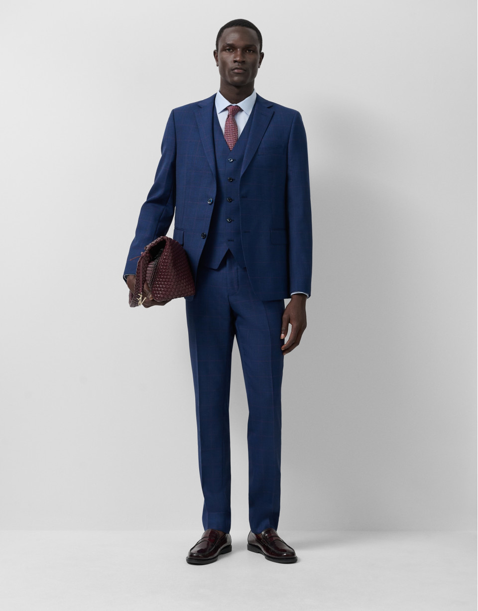 Traje half canvas slim fit cuadro azul perfil... | Roberto Verino