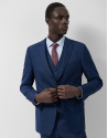 Half canvas slim fit suit in blue check with ... | Roberto Verino