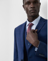 Half canvas slim fit suit in blue check with ... | Roberto Verino