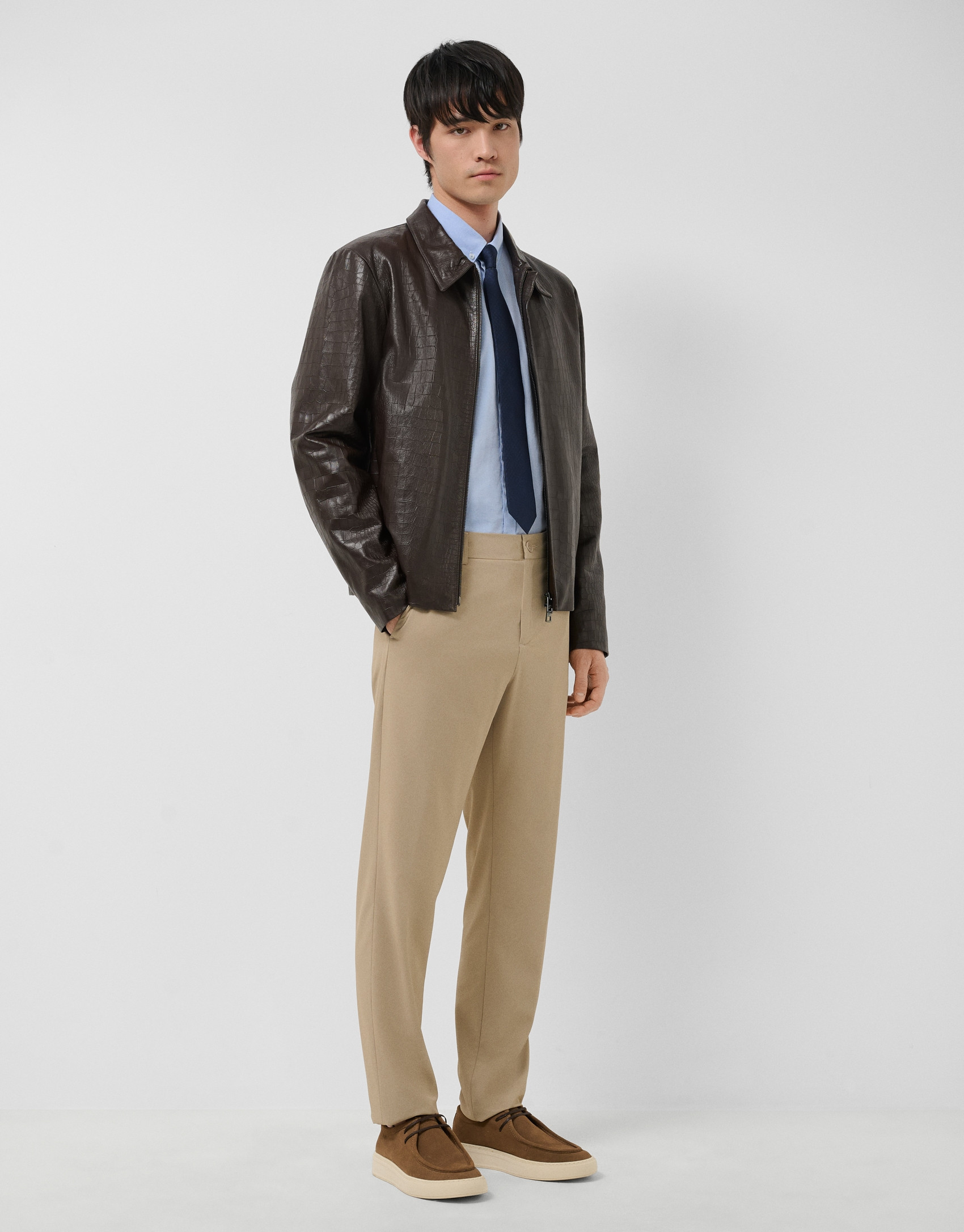 Brown crocodile print jacket - Man - SS2026 | Roberto Verino