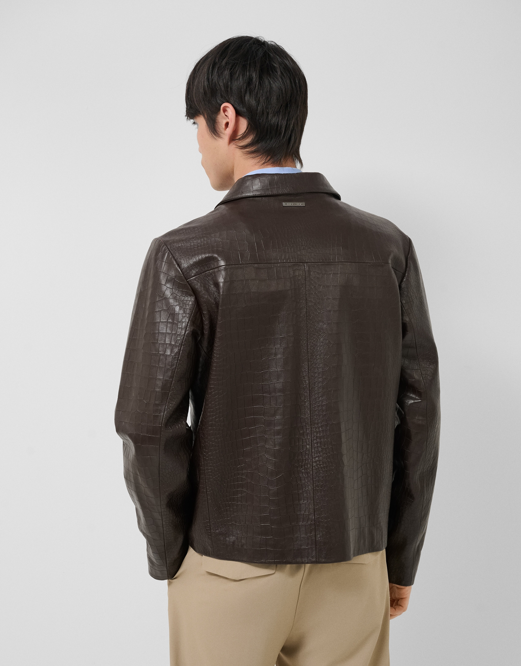 Brown crocodile print jacket - Man - SS2026 | Roberto Verino
