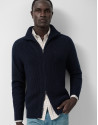Navy blue ribbed zip-up jacket - Man - AW2025 | Roberto Verino