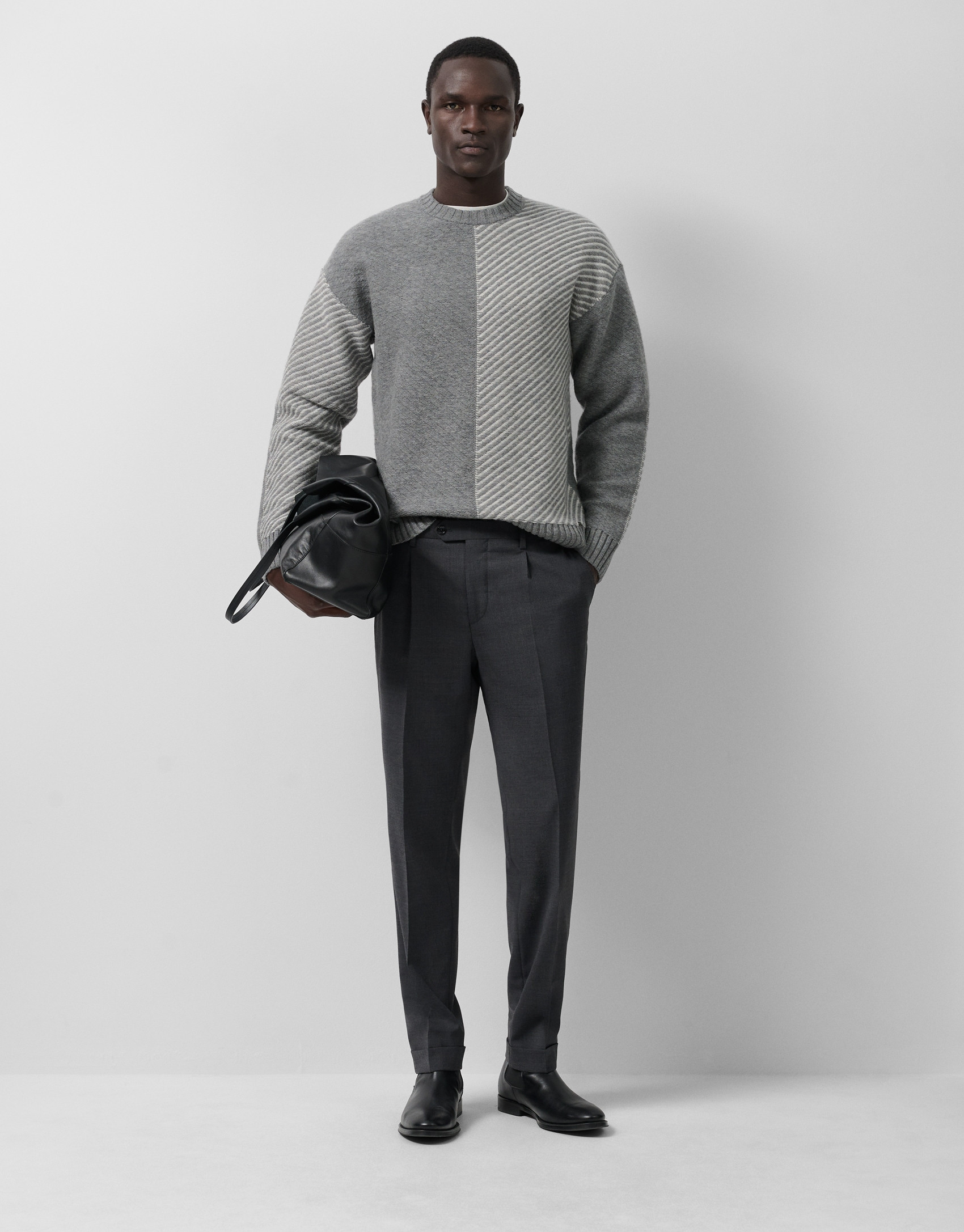Jersey fantasía gris melange y crudo - Hombre | Roberto Verino