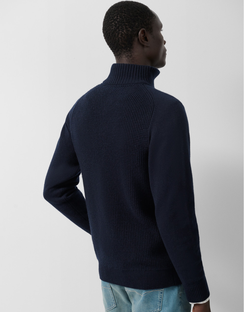 Navy blue ribbed zip-up jacket - Man - AW2025 | Roberto Verino