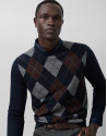 Navy/Grey/Brown Diamond Sweater - Man - AW2025 | Roberto Verino