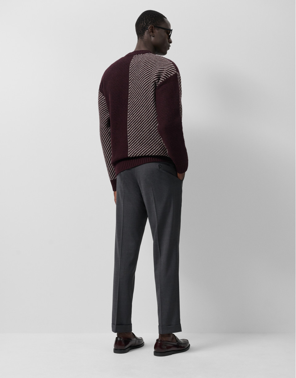 Plum and ecru fantasy sweater - Man - AW2025 | Roberto Verino