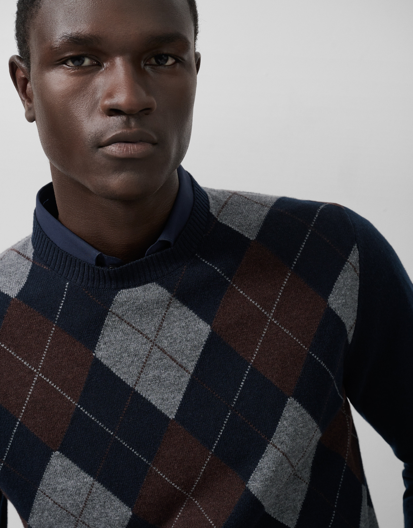 Jersey rombos marino/gris/marrón - Hombre | Roberto Verino