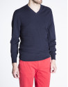 Structured navy blue knit sweater