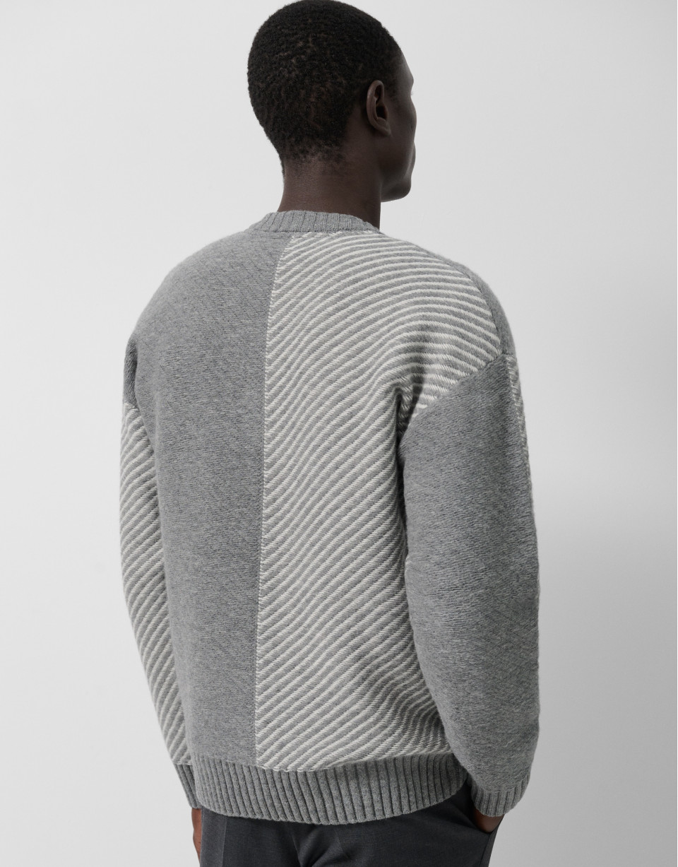 Grey melange and ecru fantasy sweater - Man | Roberto Verino