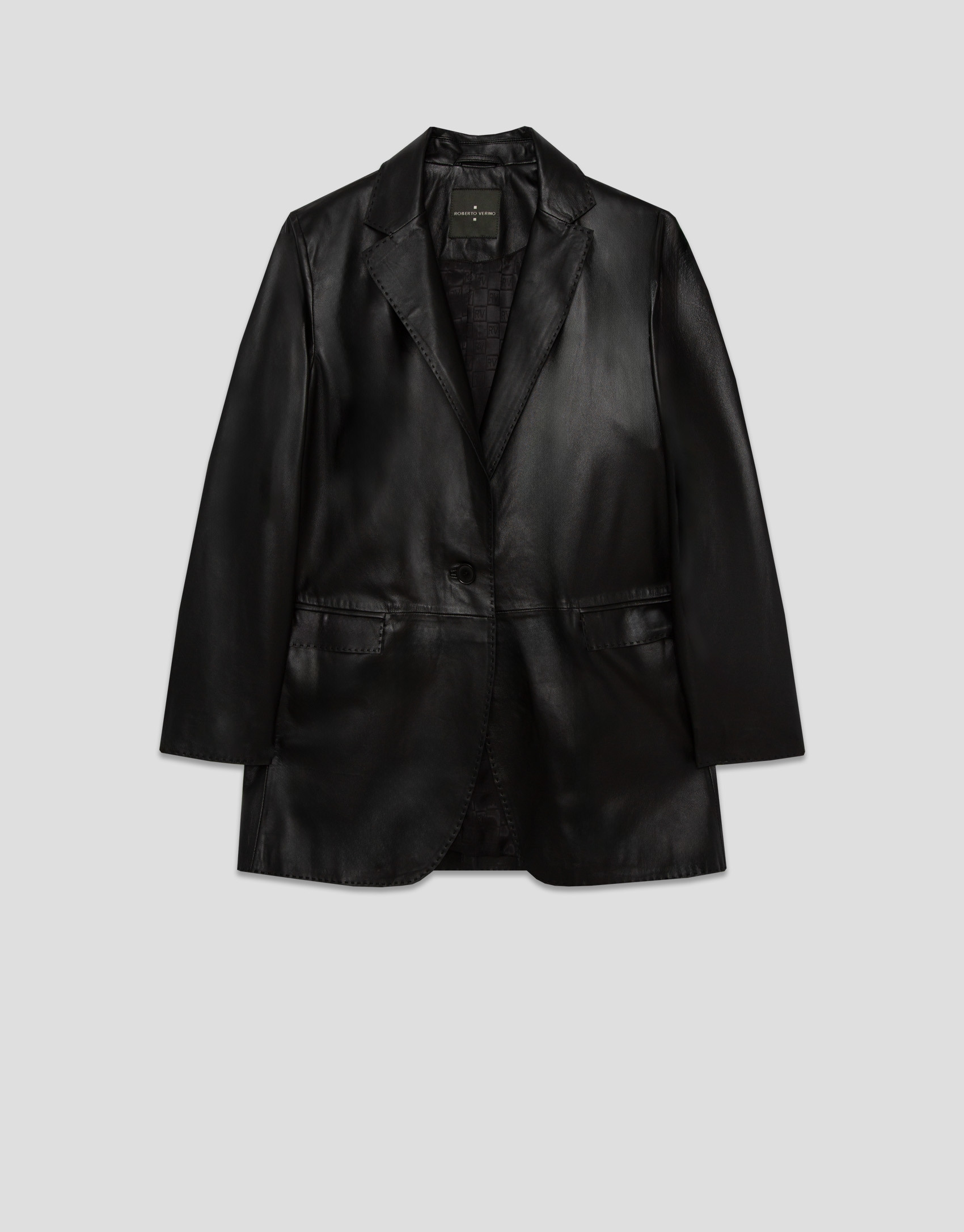 One-button black napa blazer - Woman - AW2025 | Roberto Verino