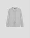 Oversized gray bow-neck blouse - Woman - AW2025 | Roberto Verino