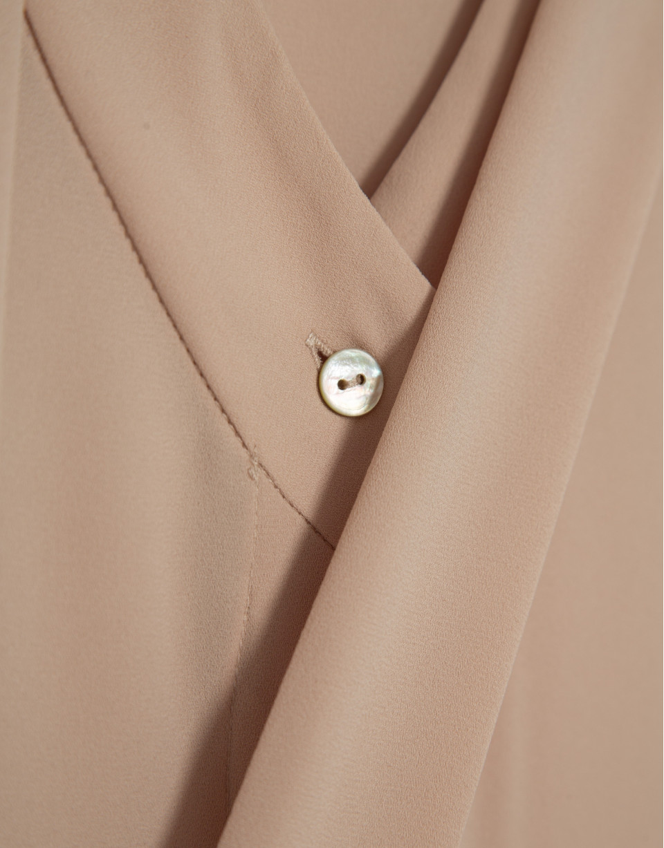Blusa fluida cuello lazada beige - Mujer | Roberto Verino