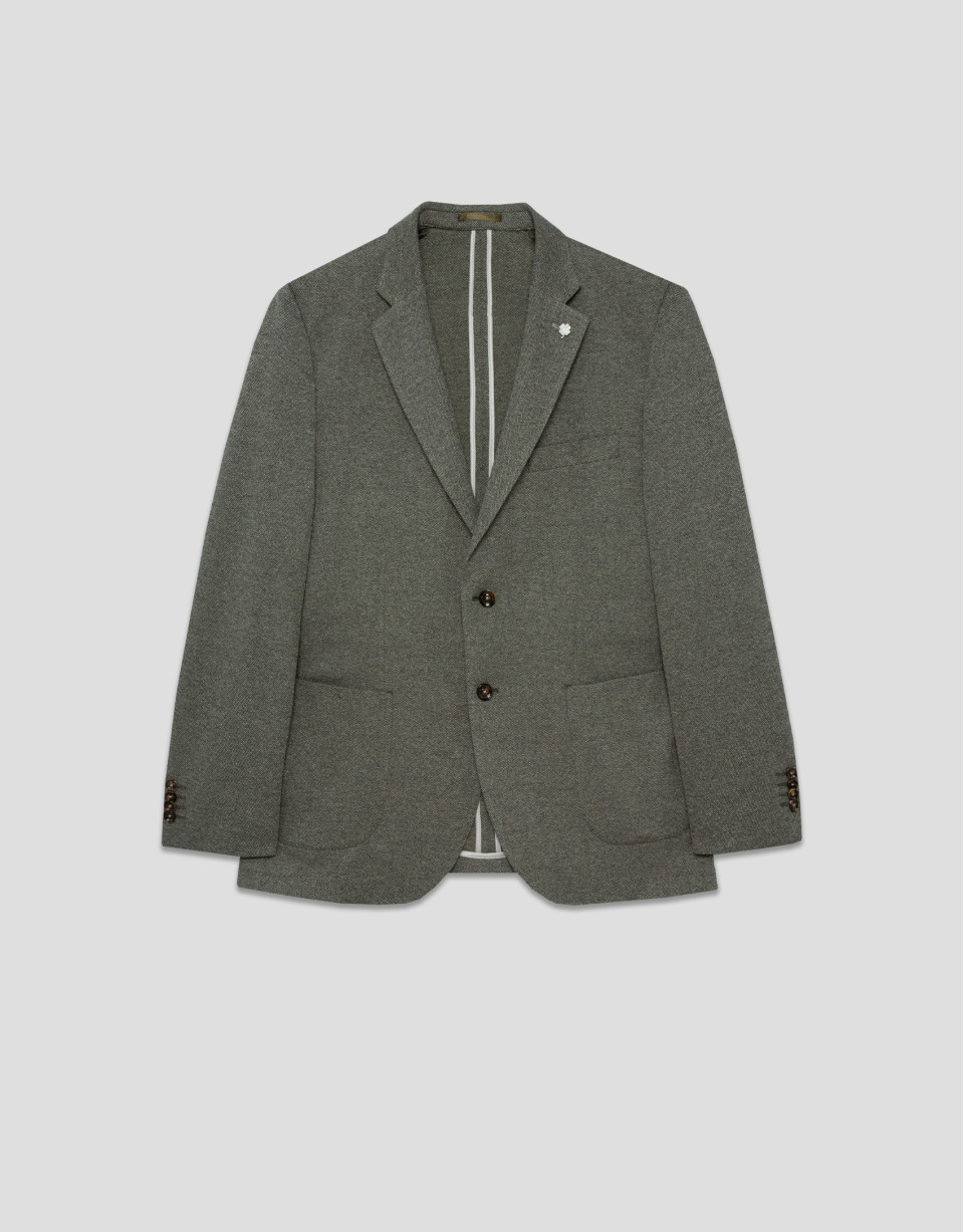 Khaki green structured comfort blazer - Man | Roberto Verino