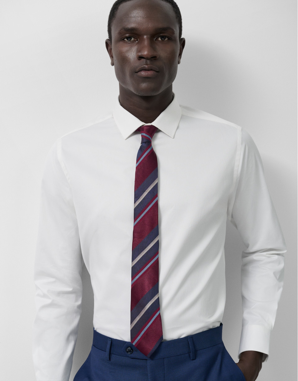 Camisa vestir algodón estructura diamante blanca | Roberto Verino