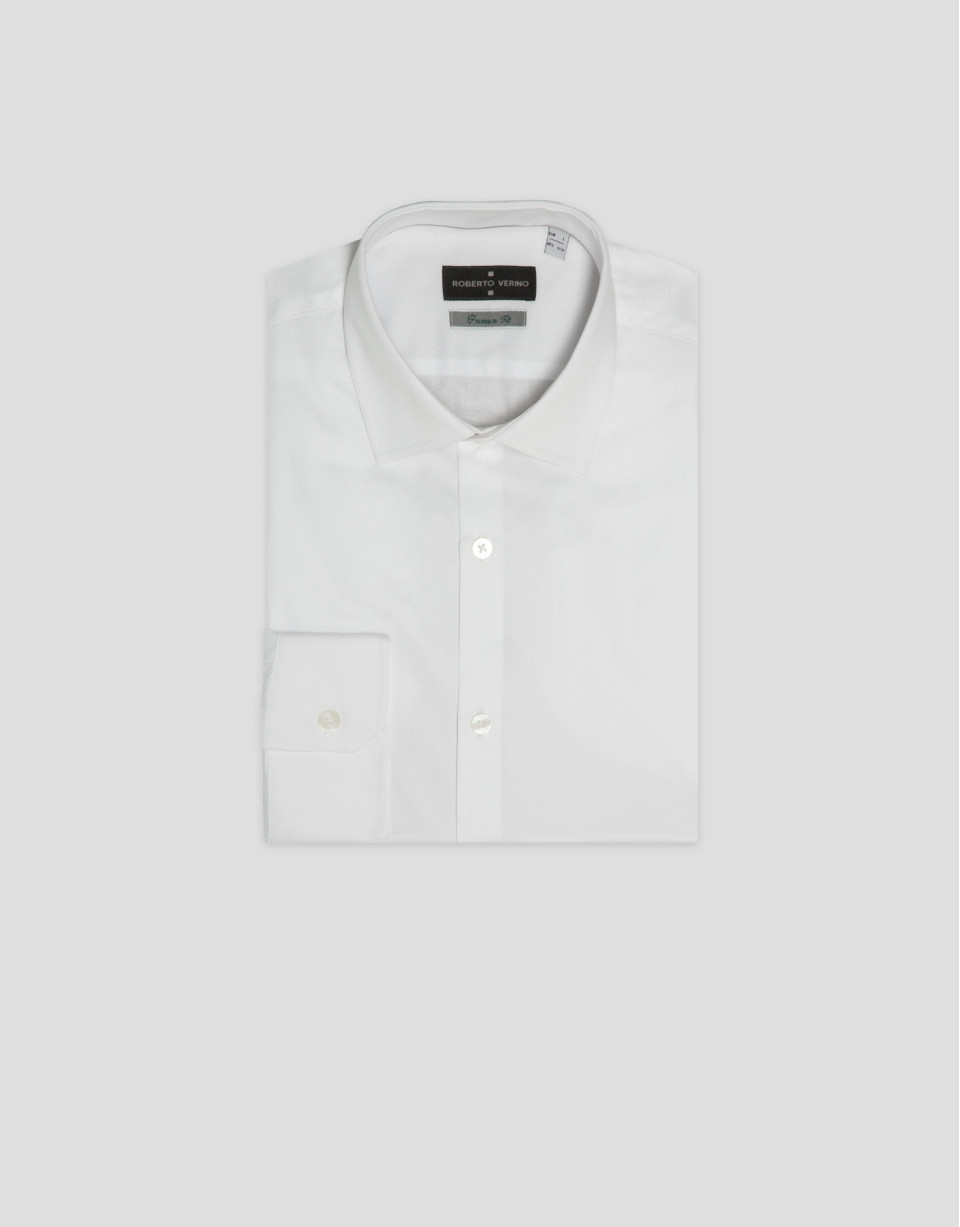 White diamond-patterned cotton dress shirt | Roberto Verino