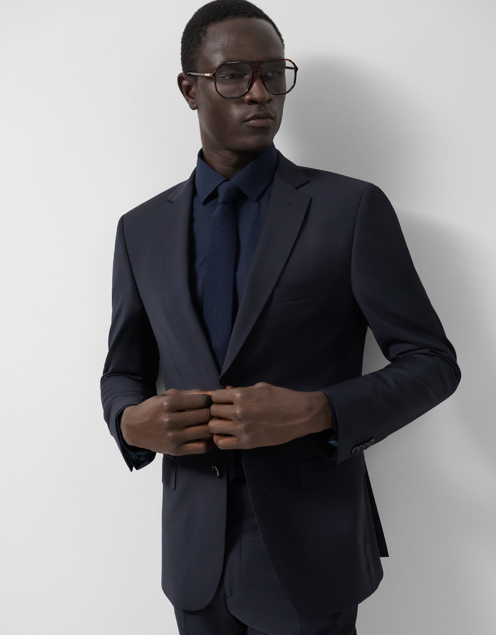 Traje half canvas slim fit liso marino - Hombre | Roberto Verino