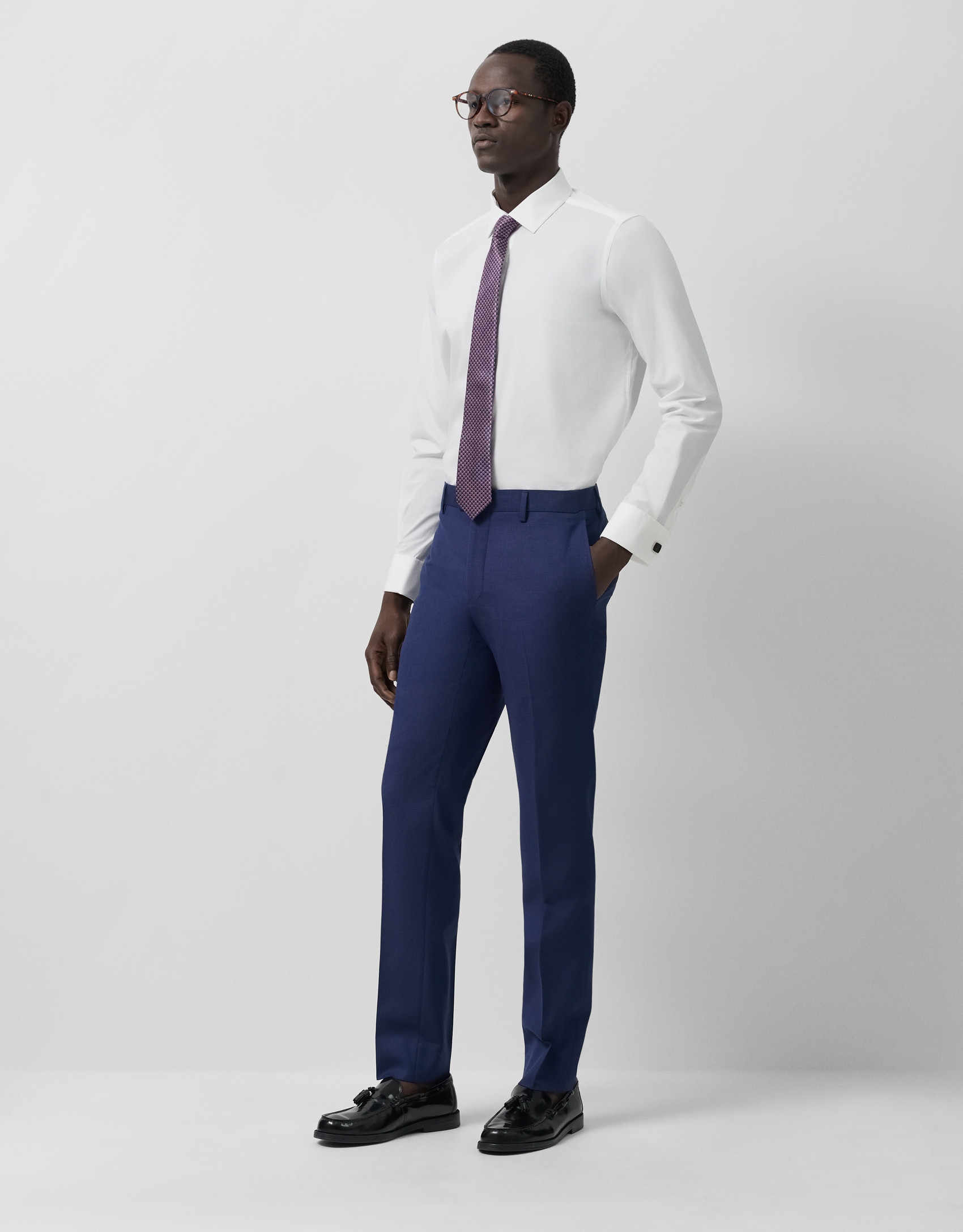 Slim-fit white dress shirt with twin cuffs | Roberto Verino