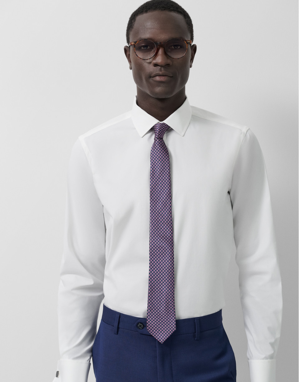 Slim-fit white dress shirt with twin cuffs | Roberto Verino