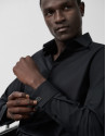 Slim fit black dress shirt with twin cuffs | Roberto Verino