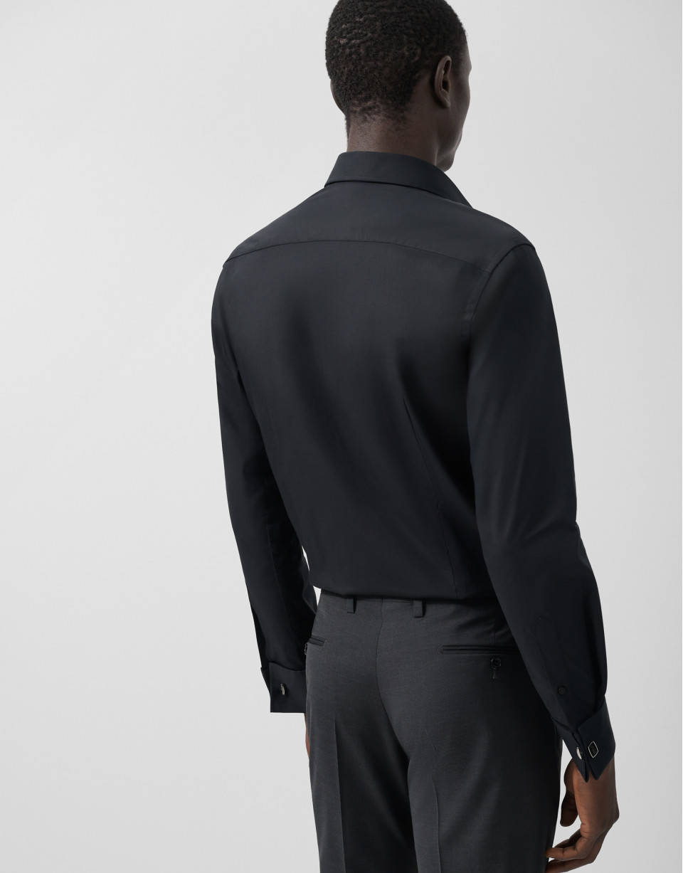 Slim fit black dress shirt with twin cuffs | Roberto Verino