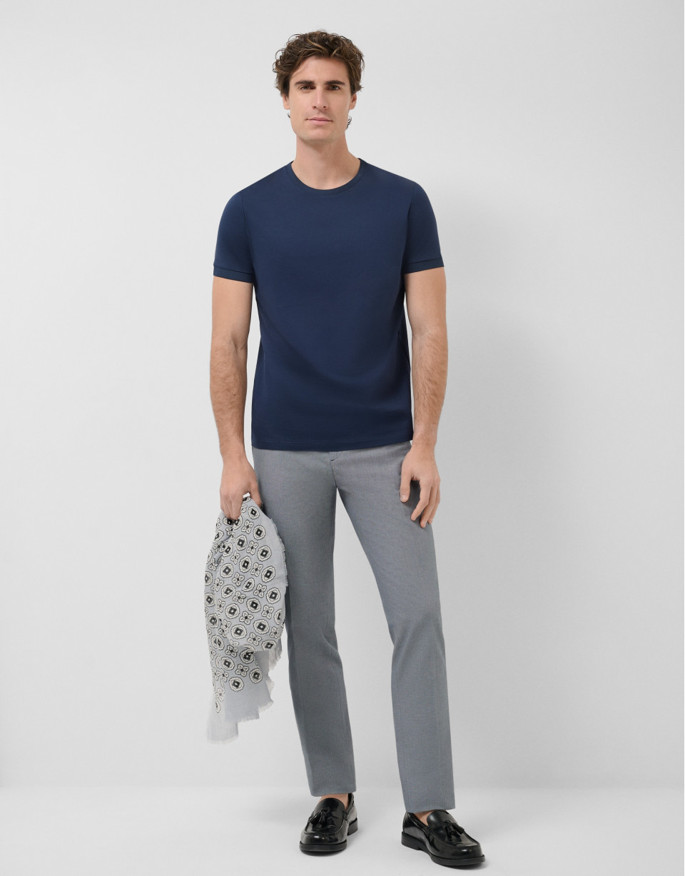 Navy blue mercerised T-shirt - Man - SS2026 | Roberto Verino