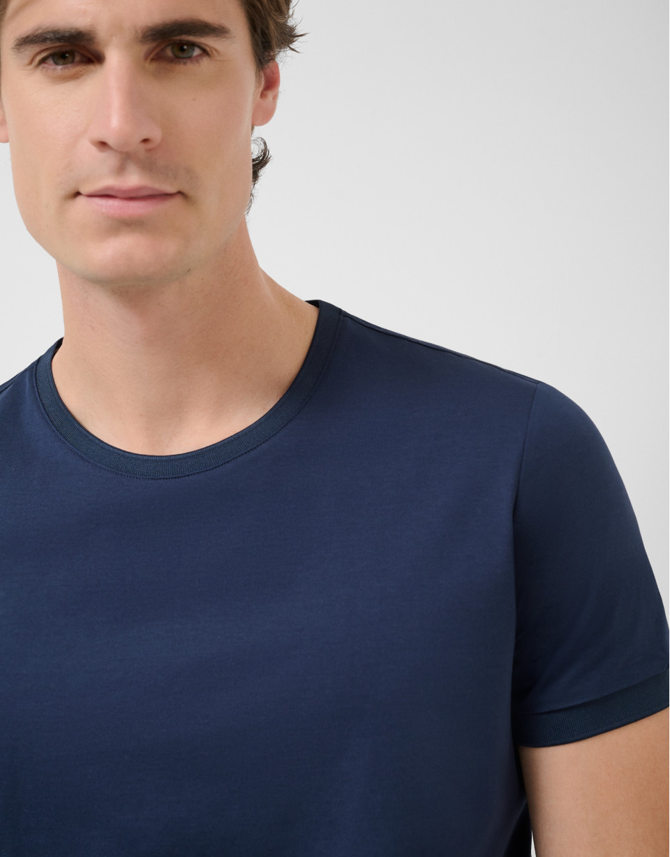 Navy blue mercerised T-shirt - Man - SS2026 | Roberto Verino