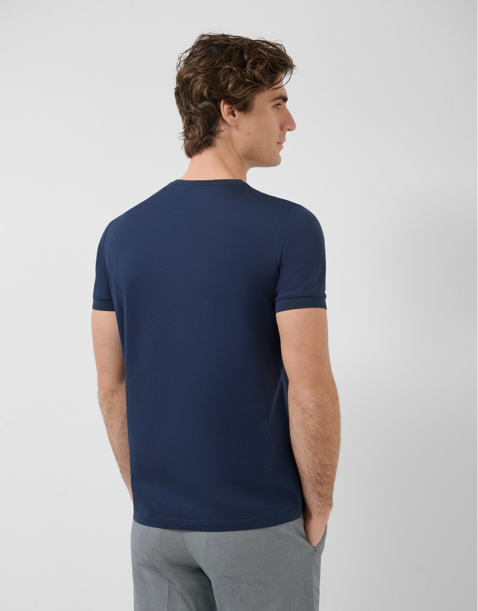 Navy blue mercerised T-shirt - Man - SS2026 | Roberto Verino