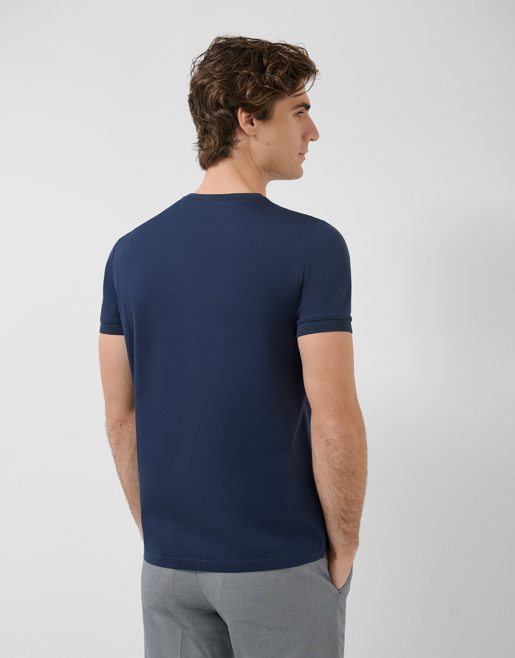 Navy blue mercerised T-shirt - Man - SS2026 | Roberto Verino