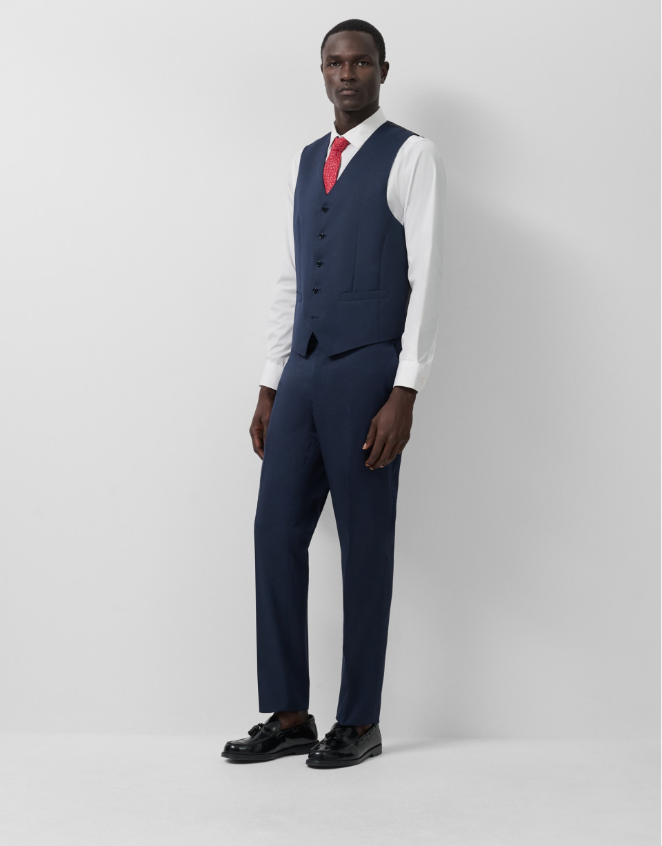 Navy dark blue wool waistcoat - Man - SS2026 | Roberto Verino