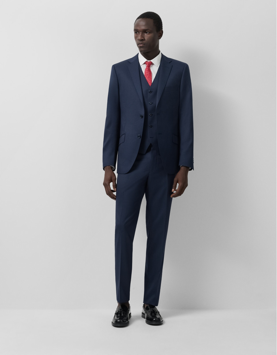 Regular fit dark blue half canvas suit - Man | Roberto Verino