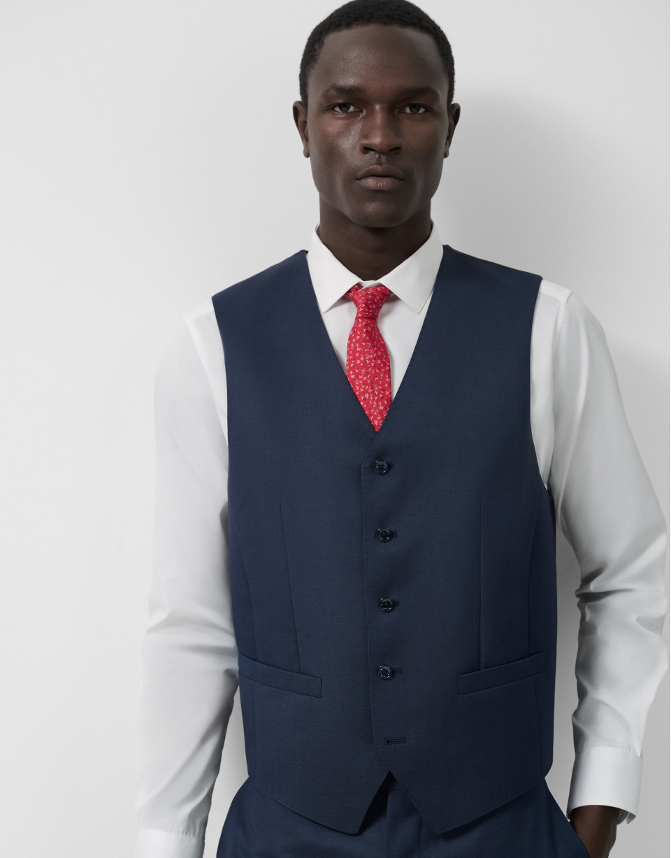 Navy dark blue wool waistcoat - Man - SS2026 | Roberto Verino