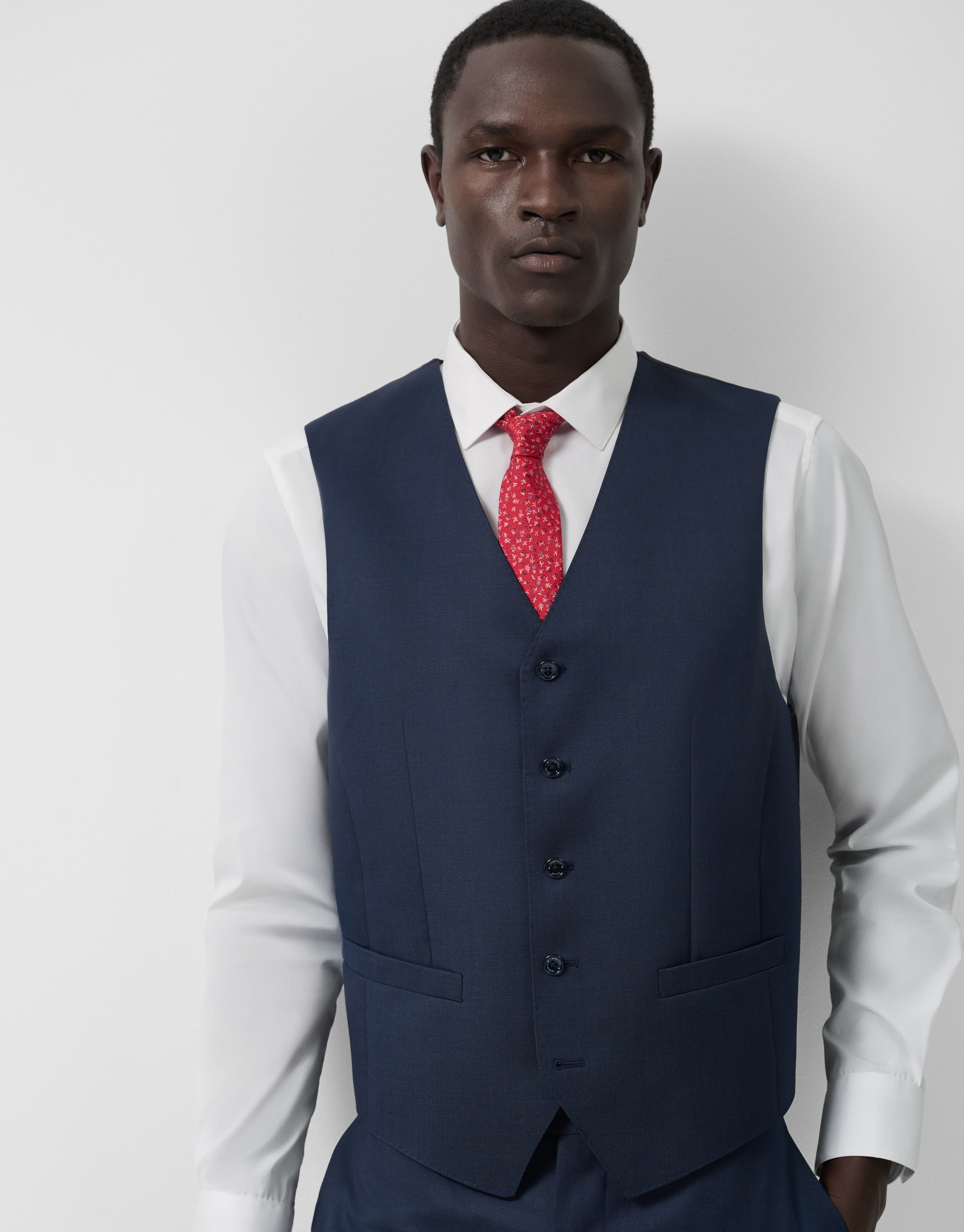 Chaleco de traje lana azul marino liso - Hombre | Roberto Verino