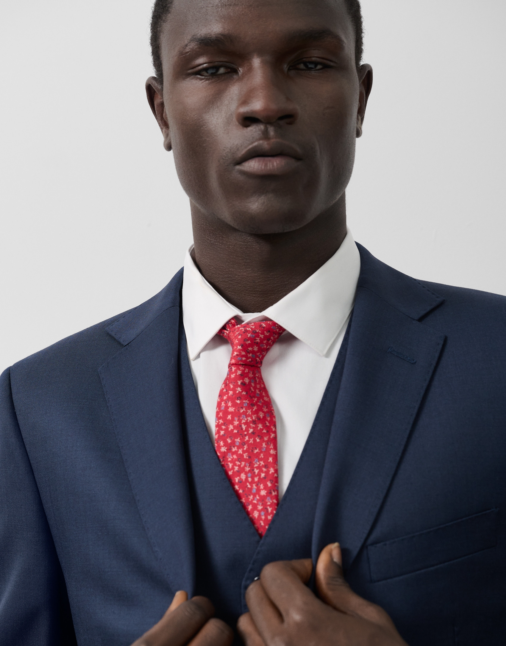 Regular fit dark blue half canvas suit - Man | Roberto Verino