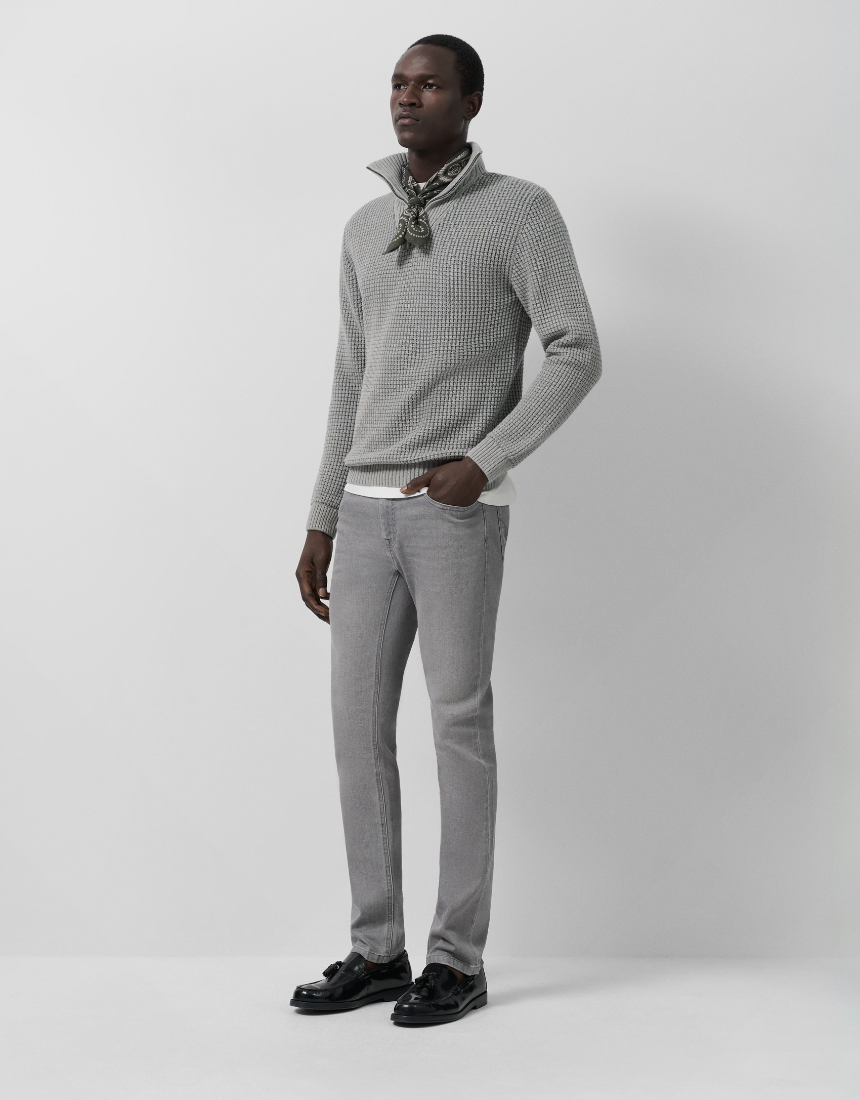 Jersey cuello envolvente color gris - Hombre | Roberto Verino