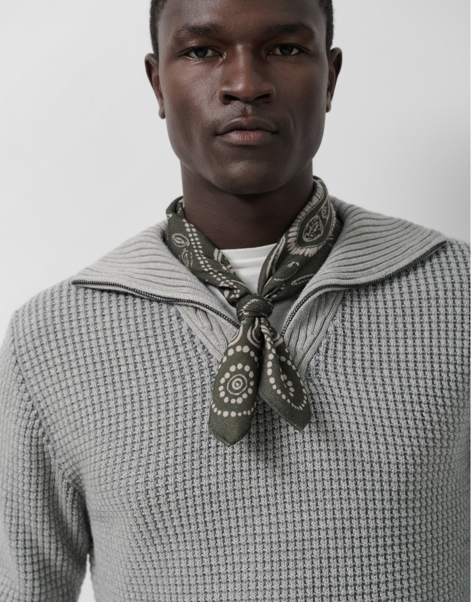 Grey wrap-neck sweater - Man - AW2025 | Roberto Verino