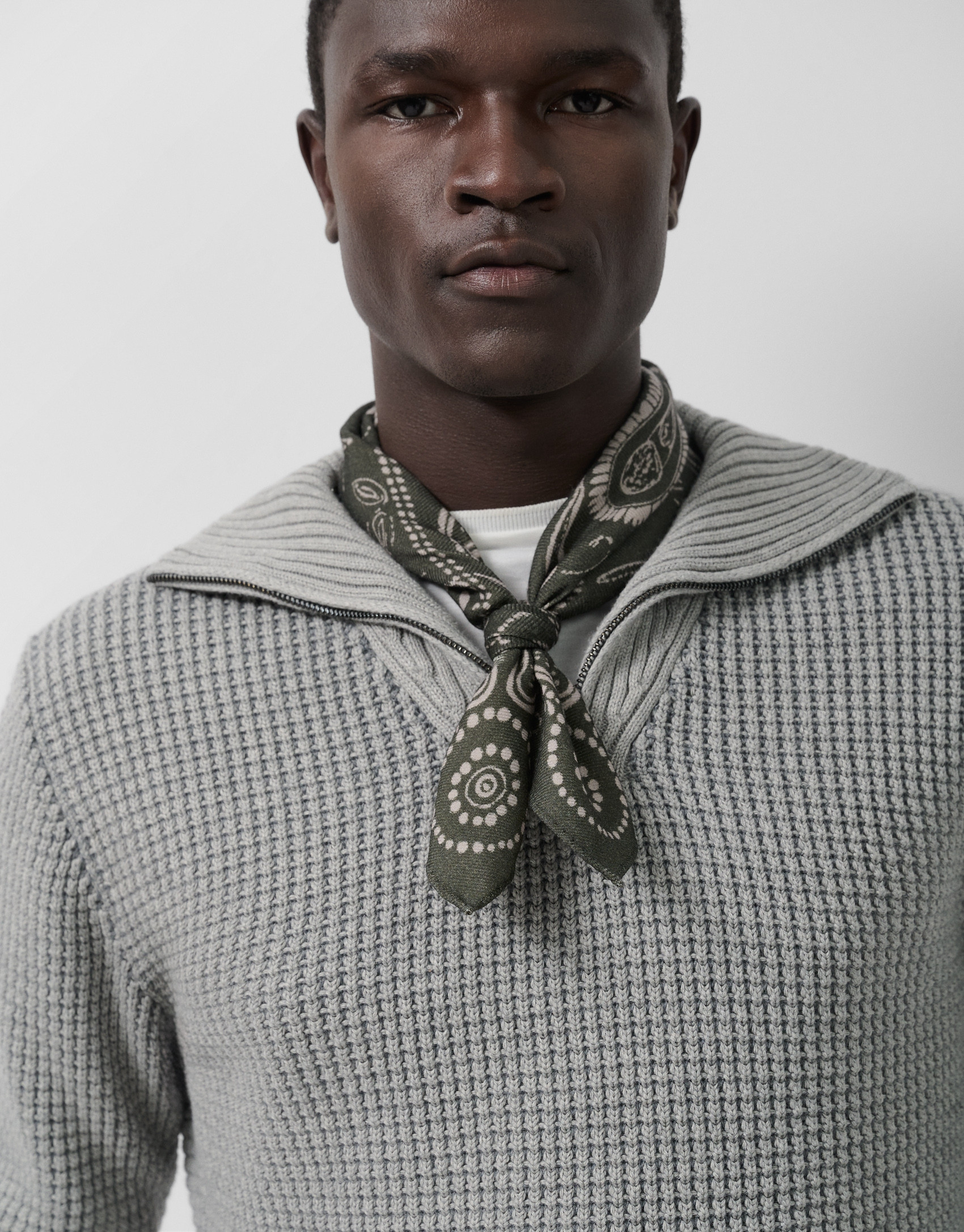 Jersey cuello envolvente color gris - Hombre | Roberto Verino