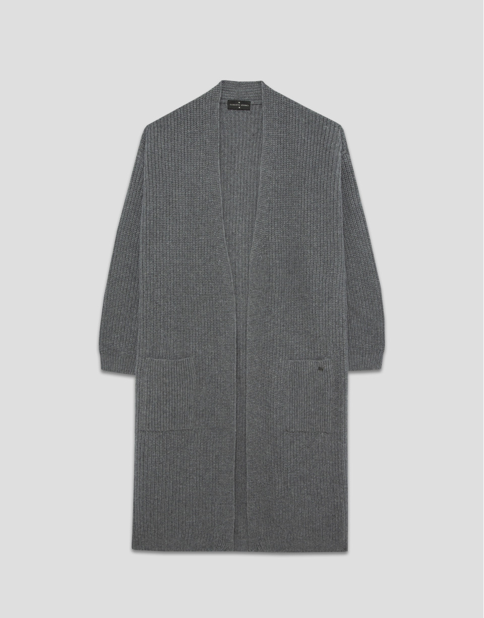 Chaqueta larga punto grueso gris - Mujer | Roberto Verino