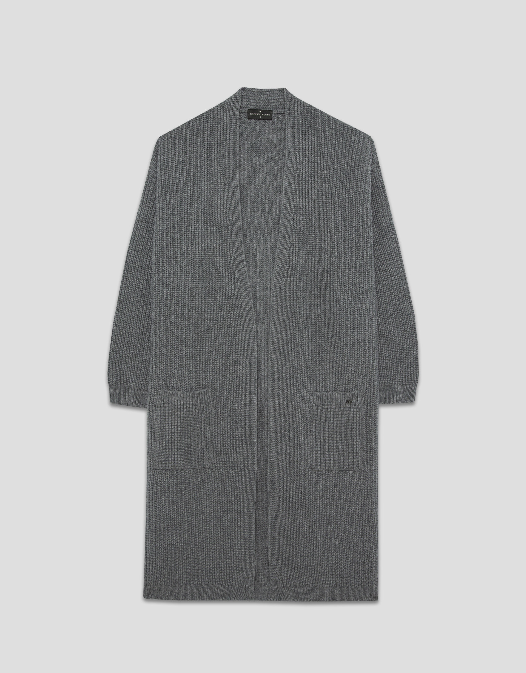 Chaqueta larga punto grueso gris - Mujer | Roberto Verino
