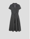 Grey wrap midi dress with short sleeves - Woman | Roberto Verino